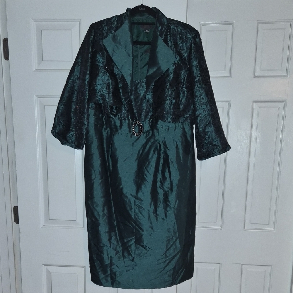 Dress Barn Elegant Green Dress with Jacket - Picture 1 of 3